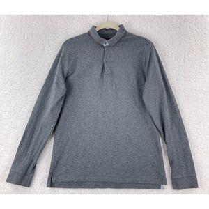 Massimo Dutti Polo Shirt Mens Size XL Gray Casual Fit Long Sleeve‎ 100% Cotton